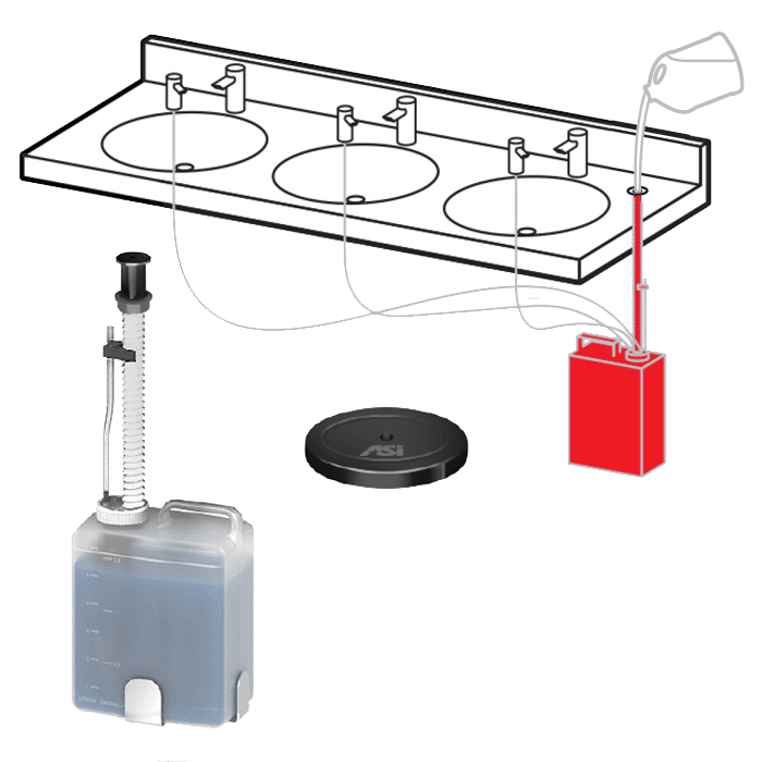ASI 0390-41 EZ-Fill Multi-Feed Kit - Vanity Mounted Fill Port, 5 L under vanity tank with tubing - Dispenser Not Included - Matte Black