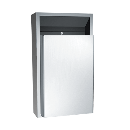 ASI 0458-9 Commercial Restroom Waste Receptacle, 12 Gallon, Surface-Mounted, 17-1/4" W x 30-1/2" H, 4" D, Stainless Steel