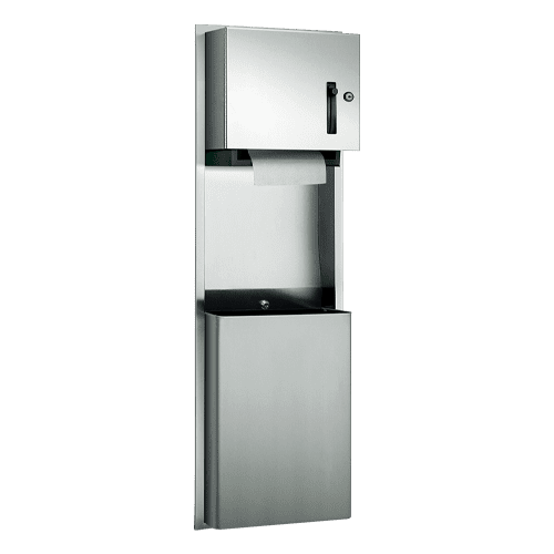 ASI 046924 Combination Commercial Paper Towel Dispenser/Waste Receptacle, Recessed-Mounted, Stainless Steel