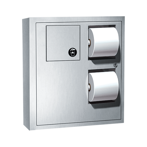 ASI 04833 Combination Toilet Paper Dispenser /Napkin Disposal, Surface-Mounted, Stainless Steel
