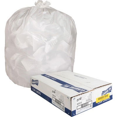 Genuine Joe GJO02312 Heavy-Duty Tall Kitchen Trash Bags, Small Size, 13 gal Capacity, 31" L x 24" W x 0.85 mil (22 Micron) Thickness, Low-Density, White, Recycled, 150/Box