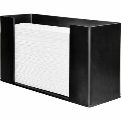 Genuine Joe GJO11524 Folded Paper Towel Dispenser, C Fold, Multifold Dispenser, 6.8" Height x 11.5" W x 4.1" D, Acrylic, Black, Wall-Mountable