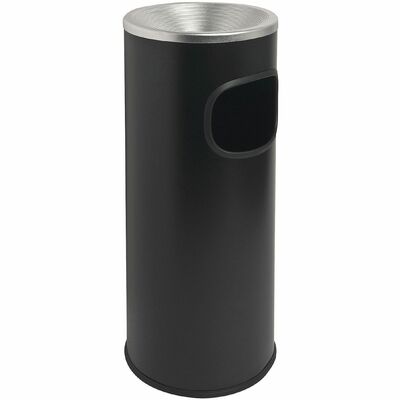 Genuine Joe GJO58884 Fire-safe 3-Gallon Ashtray Receptacle, 3 gal Capacity, Removable Lid, Fire-Safe, 28" Height x 11" Width, Aluminum, Stainless Steel, Aluminum, Black