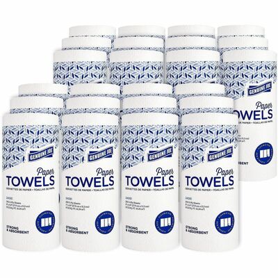 Genuine Joe GJO24081 Kitchen Roll Flexible Size Towels, 2 Ply, 1 5/8" Core, White, 24/Carton