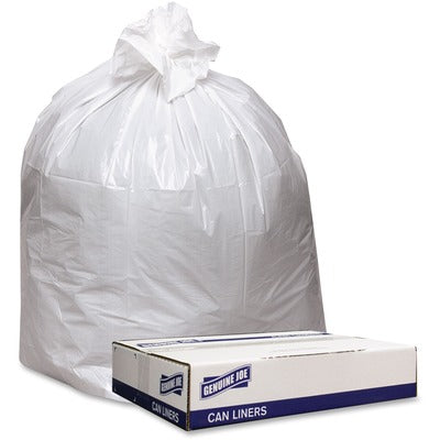 Genuine Joe GJO4046W Low-Density White Can Liners, 45 gal Capacity, 46" L x 40" W x 0.90 mil (23 Micron) Thickness, Industrial Trash, Recycled, 100/Carton