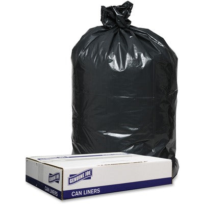 Genuine Joe GJO98208 Low-Density Black Can Liners, 45 gal Capacity, 46" L x 40" W x 1.20 mil (30 Micron) Thickness, Recycled, 100/Carton