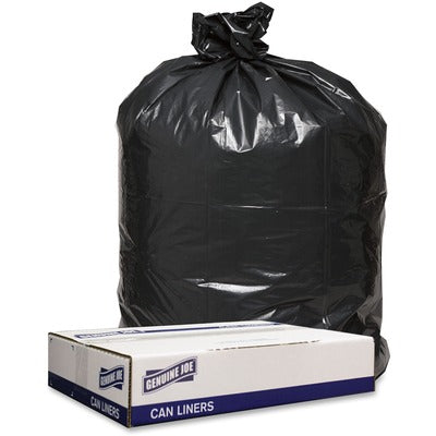 Genuine Joe GJO98210 Low-Density Black Can Liners, 56 gal Capacity, 47" L x 43" W x 1.20 mil (30 Micron) Thickness, Recycled, 100/Carton