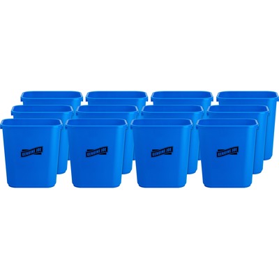 Genuine Joe GJO57257CT 28-1/2 Quart Recycle Wastebasket, 7.13 gal Capacity, Rectangular, 15" Height x 14.5" W x 10.5" D, Blue, White, 12/Carton