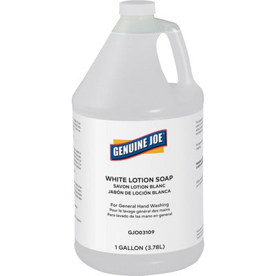 Genuine Joe GJO03109 Lotion Soap, 1 gal, Grease Remover, Grime Remover, Dirt Remover, Ink Remover, Oil Remover, Carbon Remover, Hand, Skin, White, Pleasant Scent