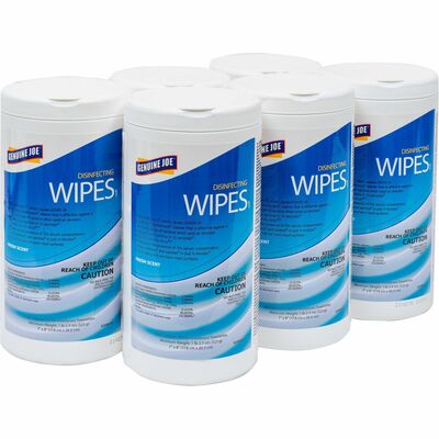 Genuine Joe GJOW75F Disinfecting Wipes, For Bathroom, Sink, Office, Gym, Industry, Ready-To-Use, Towel, Fresh Citrus Scent, 8" L x 7" W, Bacteria Remover, Soil Remover, 6/Carton