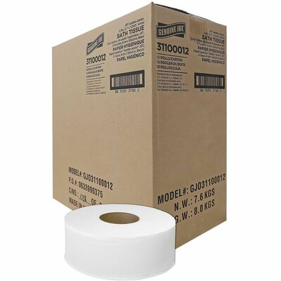 Genuine Joe GJO31100012 Jumbo 2-Ply Bathroom Tissue, 37.20" Width x 1000 ft Length, White