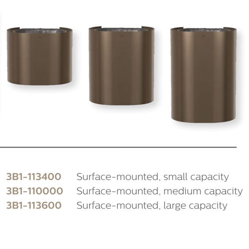 Bradley Elvari Series Waste Receptacles - Surface Mounted, Small Capacity, 10 GAL - 3B1-113400-BB, Brushed Black