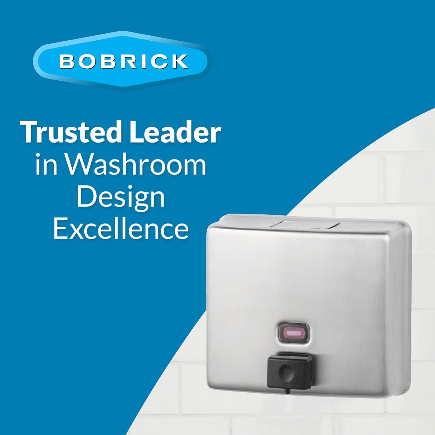 Bobrick B-4112 Commercial Soap Dispenser, Surface-Mounted, Manual-Push, Stainless Steel - 40 Oz