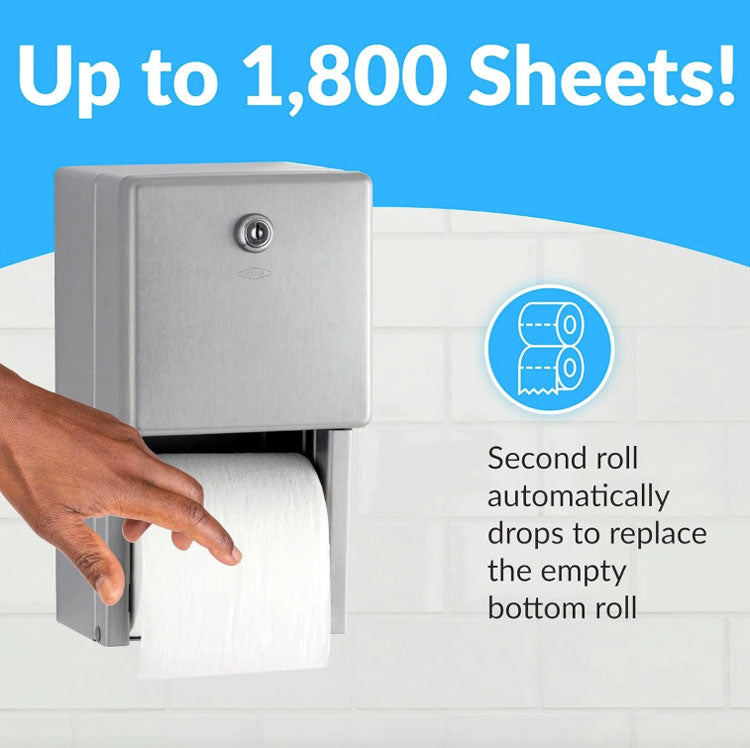 Bobrick B-2888 Commercial Toilet Paper Dispenser, Surface-Mounted, Stainless Steel w/ Satin Finish