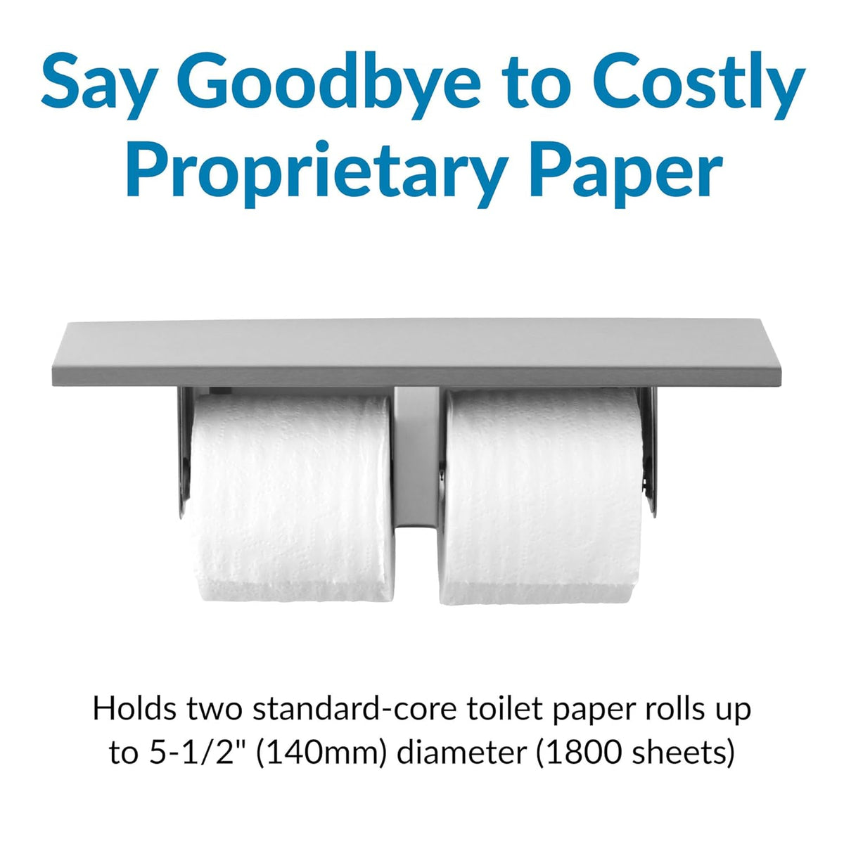 Bobrick B-2840 Toilet Paper Dispenser Utility Shelf, 16" W x 3-7/8" H x 5" D, Surface-Mounted, Stainless Steel w/ Satin Finish