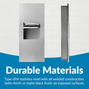 Bobrick B-36903 Combination Commercial Paper Towel Dispenser/Waste Receptacle, Recessed-Mounted, Stainless Steel