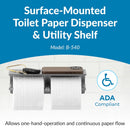 Bobrick B-540 Surface-Mounted Toilet Tissue Dispenser & Utility Shelf