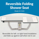 Bobrick B-5181 Reversible Folding Restroom Shower Seat, 360 lb Load Capacity, Phenolic