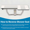 Bobrick B-5181 Reversible Folding Restroom Shower Seat, 360 lb Load Capacity, Phenolic