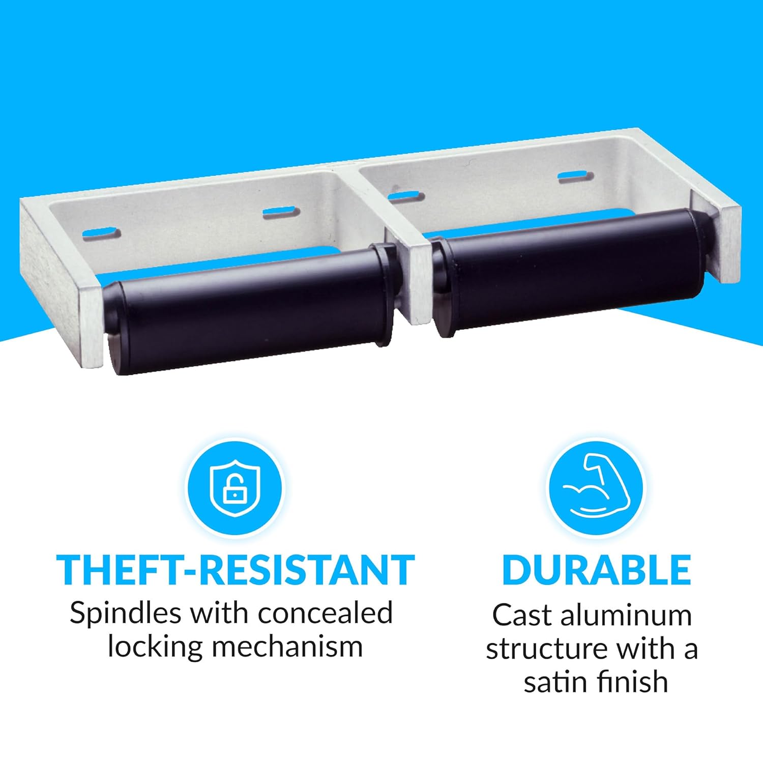 Bobrick B-2740 Commercial Double Roll Toilet Paper Dispenser, Surface-Mounted, Metal