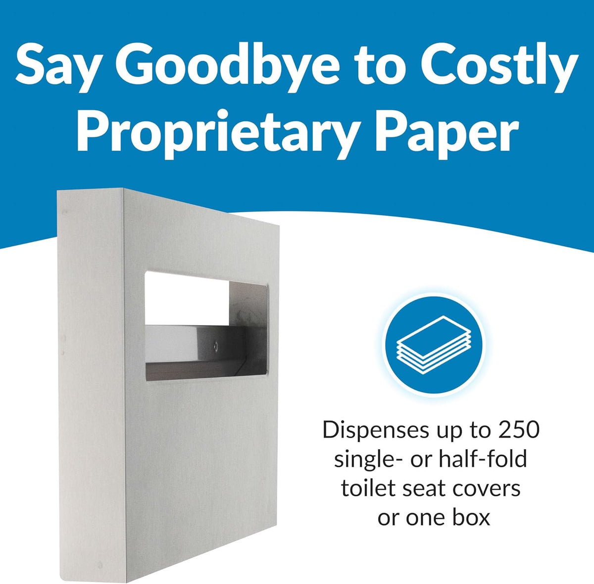 Bobrick B-221 Commercial Toilet Seat Cover Dispenser, Surface-Mounted, Stainless Steel