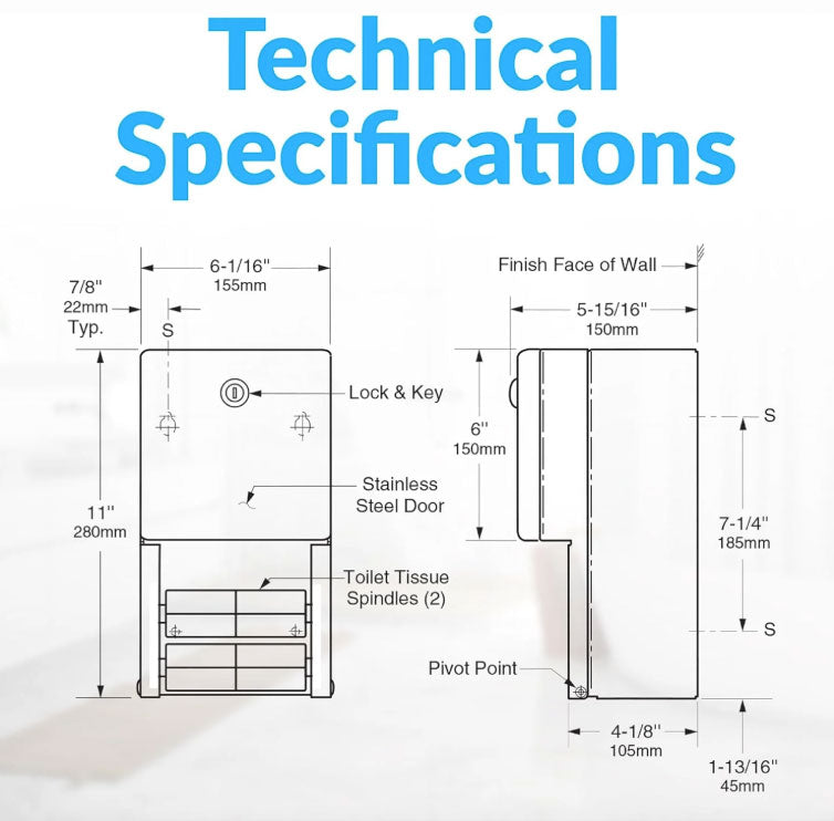 Bobrick B-2888 Commercial Toilet Paper Dispenser, Surface-Mounted, Stainless Steel w/ Satin Finish