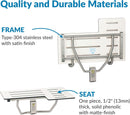 Bobrick B-5181 Reversible Folding Restroom Shower Seat, 360 lb Load Capacity, Phenolic