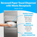 Bobrick B-369 Combination Commercial Paper Towel Dispenser/Waste Receptacle, Recessed-Mounted, Stainless Steel