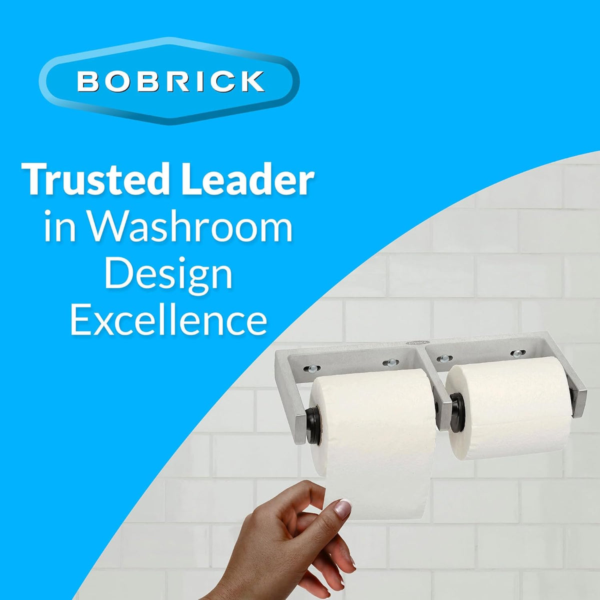 Bobrick B-2740 Commercial Double Roll Toilet Paper Dispenser, Surface-Mounted, Metal