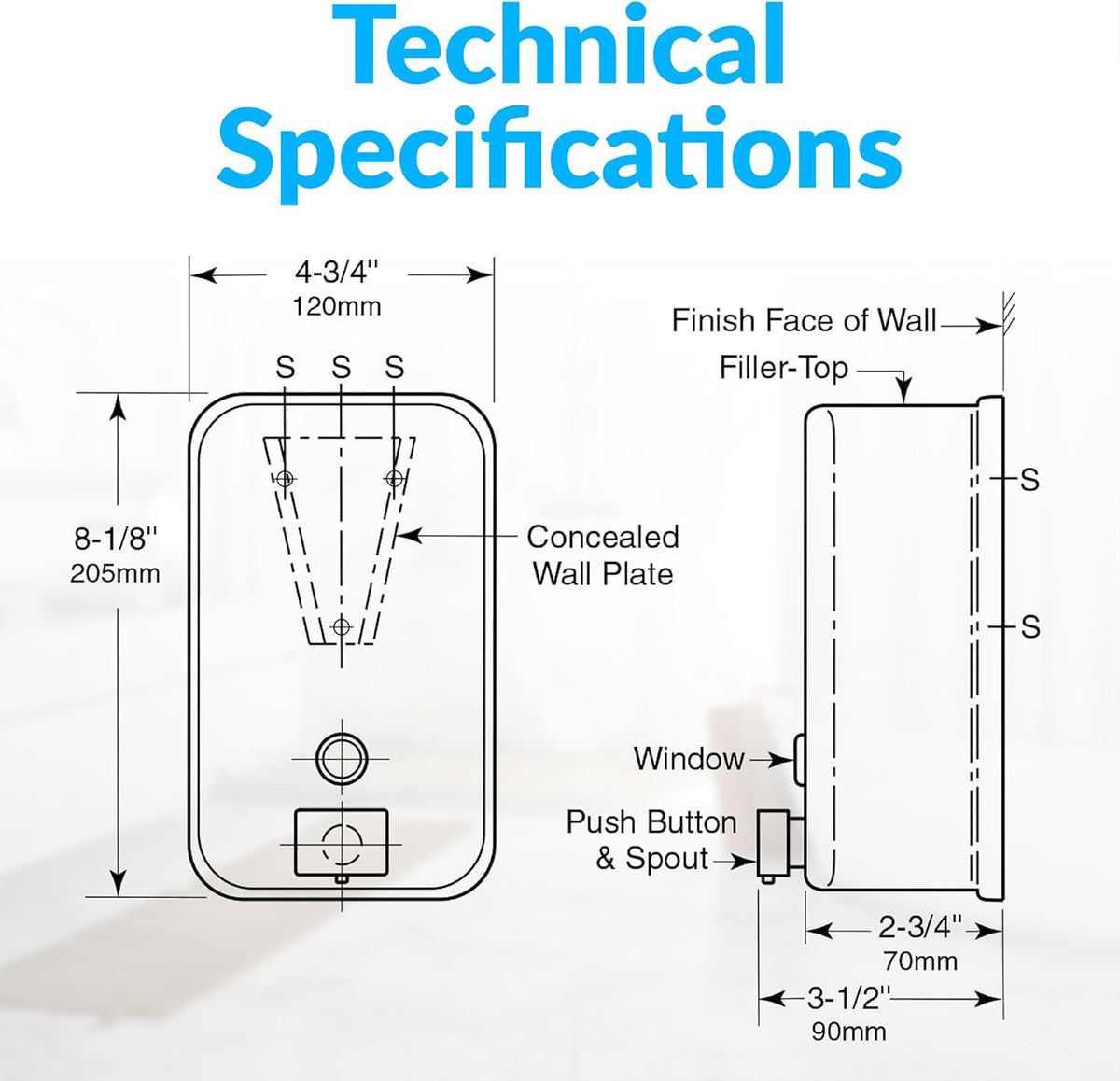 Bobrick B-2111 Commercial Liquid Soap Dispenser, Surface-Mounted, Manual-Push, Stainless Steel - 40 Oz
