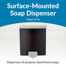 Bobrick B-40 Commercial Liquid Soap Dispenser, Surface-Mounted, Manual-Push, Plastic - 40 Oz