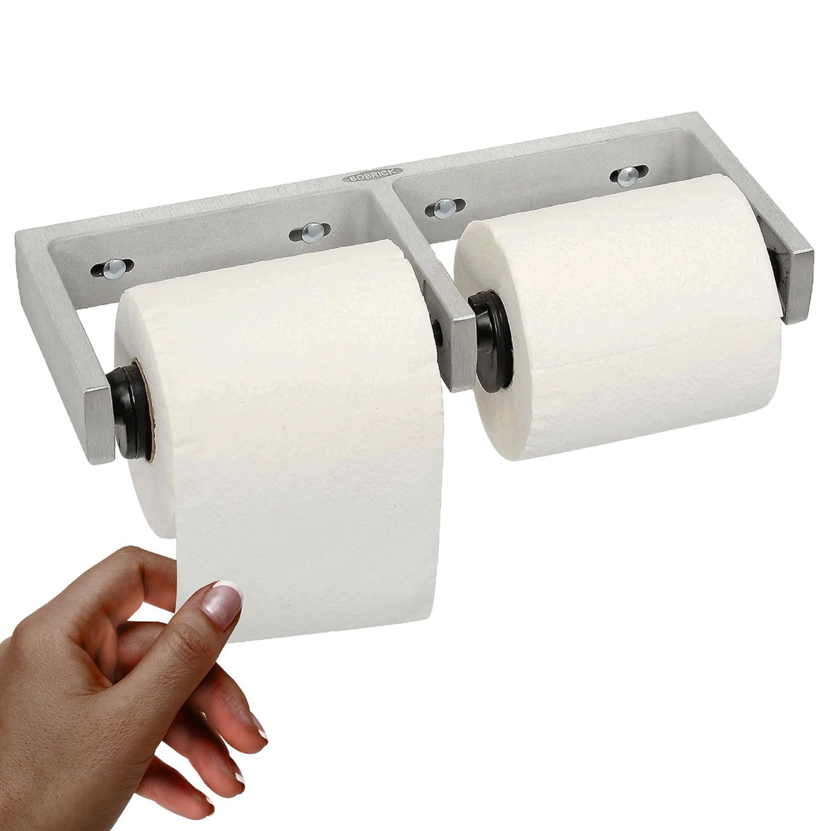 Bobrick B-2740 Commercial Double Roll Toilet Paper Dispenser, Surface-Mounted, Metal