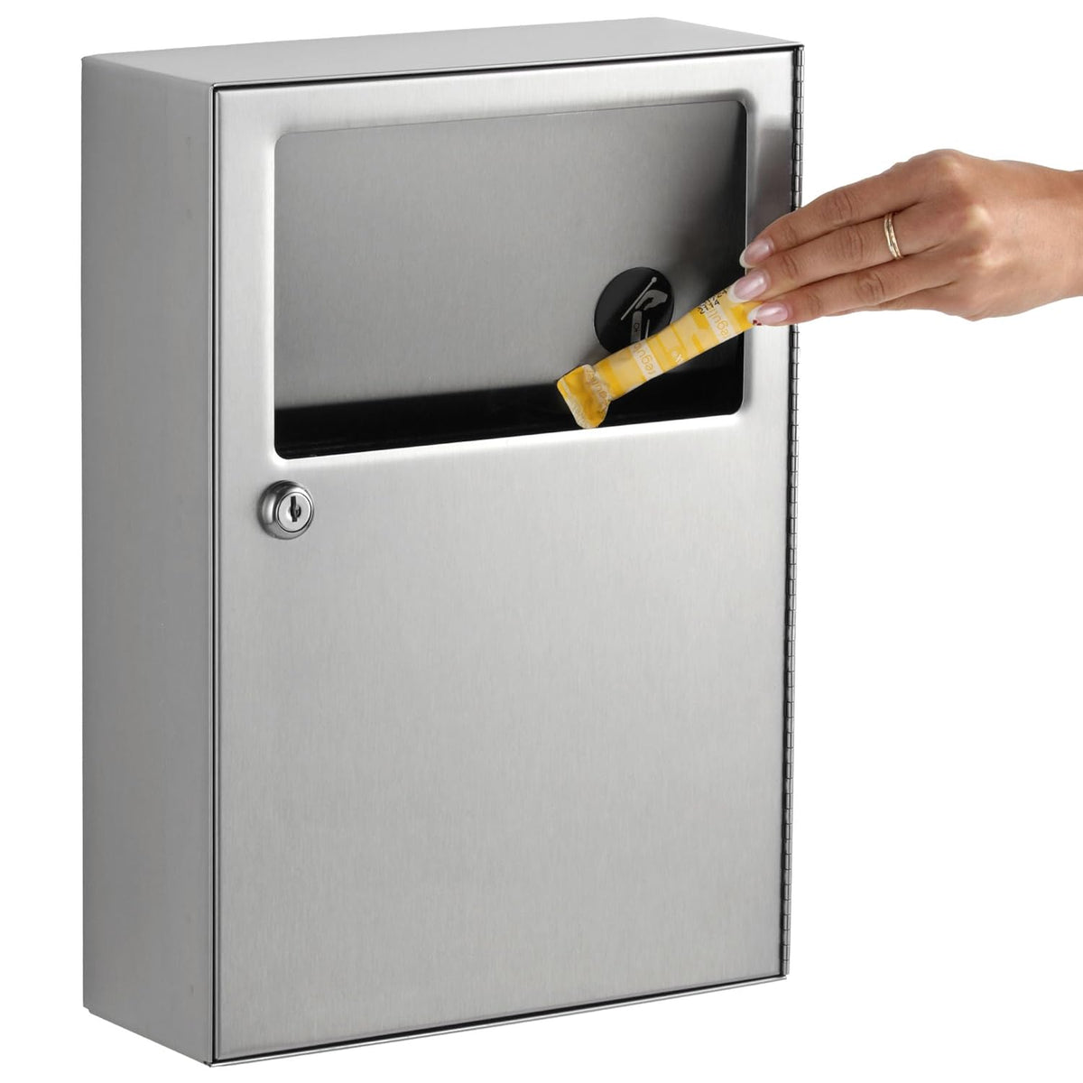 Bobrick B-254 Commercial Restroom Sanitary Napkin/Tampon Disposal, Surface-Mounted, Stainless Steel