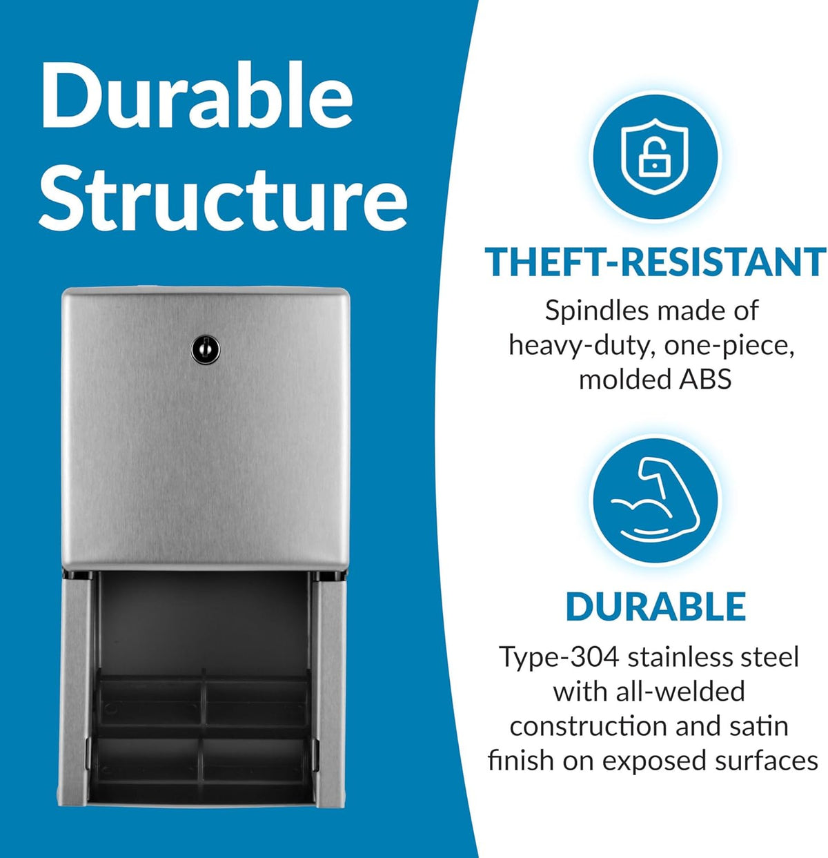 Bobrick B-4288 Commercial Toilet Paper Dispenser, Surface-Mounted, Stainless Steel w/ Satin Finish