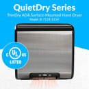 Bobrick B-7128 Automatic Hand Dryer, 115 Volt, Surface-Mounted, Stainless Steel
