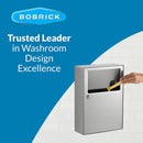 Bobrick B-254 Commercial Restroom Sanitary Napkin/Tampon Disposal, Surface-Mounted, Stainless Steel