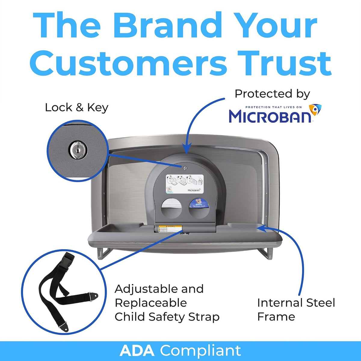 Koala Kare KB310-SSRE Horizontal Stainless Steel Recessed-Mounted Baby Changing Station