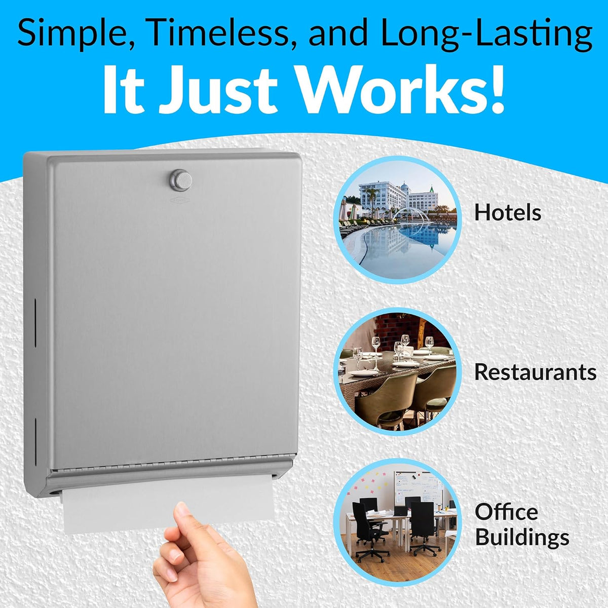 Bobrick B-2620 Commercial Paper Towel Dispenser, Surface-Mounted, Stainless Steel
