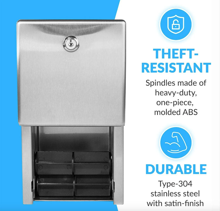 Bobrick B-2888 Commercial Toilet Paper Dispenser, Surface-Mounted, Stainless Steel w/ Satin Finish