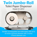 Bobrick B-2892 Commercial Toilet Paper Dispenser, Surface-Mounted, Stainless Steel w/ Satin Finish