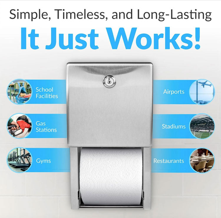 Bobrick B-2888 Commercial Toilet Paper Dispenser, Surface-Mounted, Stainless Steel w/ Satin Finish