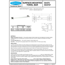 Bobrick B-673x24 Commercial Shower Towel Bar, 3/4" Diameter x 24"Length, Stainless Steel