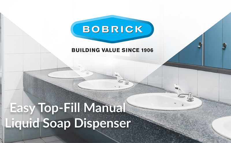 Bobrick B-822 Commercial Liquid Soap Dispenser, Countertop Mounted, Manual-Push, Stainless Steel - 4" Spout Length