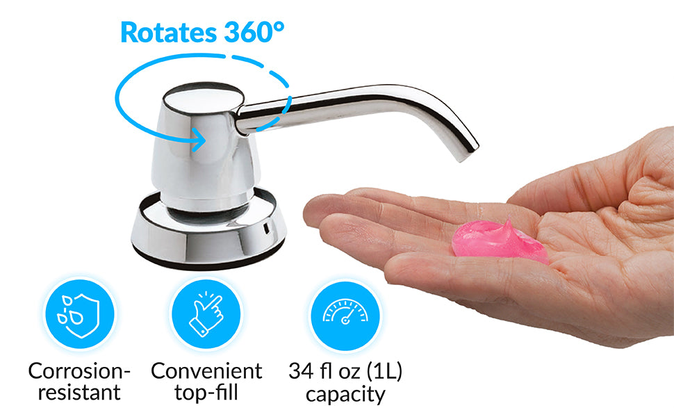 Bobrick B-822 (34 oz) Commercial Liquid Soap Dispenser, Countertop Mounted, Manual-Push, Stainless Steel - 4" Spout Length