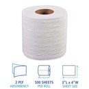 Boardwalk Bathroom Tissue, Standard, Septic Safe, 2-Ply, White, 4 X 3, 500 Sheets/Roll, 96/Carton - BWK6145