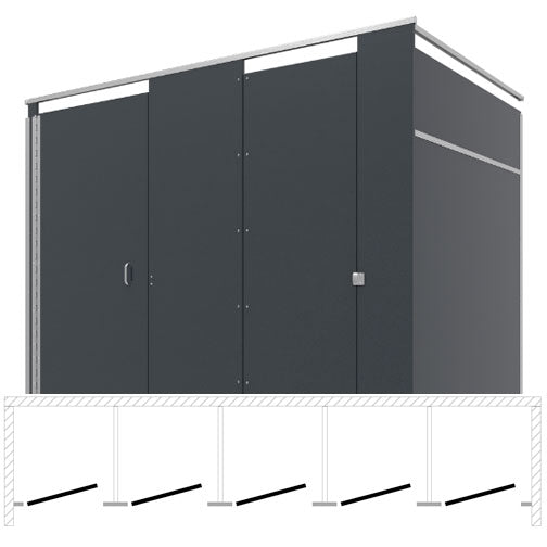 Bradley Toilet Partition (Phenolic) 2 Between Wall (108" W x 61-1/4" D) Phenolic - BW53660-PBC