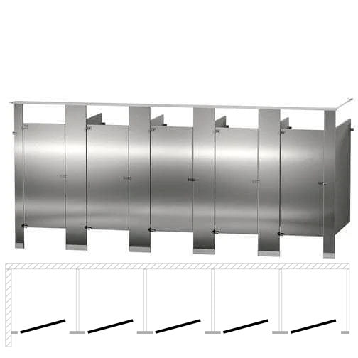 Bradley Toilet Partition (Stainless Steel) 5 In Corner (180"W x 61-1/4"D) - IC53660