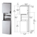 Bobrick B-3961 Combination Commercial Paper Towel Dispenser/Waste Receptacle, Recessed-Mounted, Stainless Steel