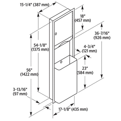 Bradley 234-00 Combination Towel Dispenser/Waste Receptacle, Recessed-Mounted, Stainless Steel