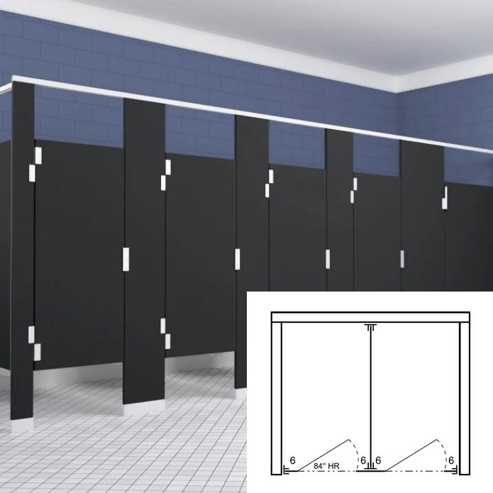 Scranton Hiny Hiders Toilet Partition (Solid Plastic) 2 Between Wall (72"W x 61-1/4"D) BW23660-PL-SCRANTON